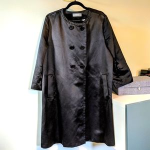Liz Claiborne black silk coat dress night outwear